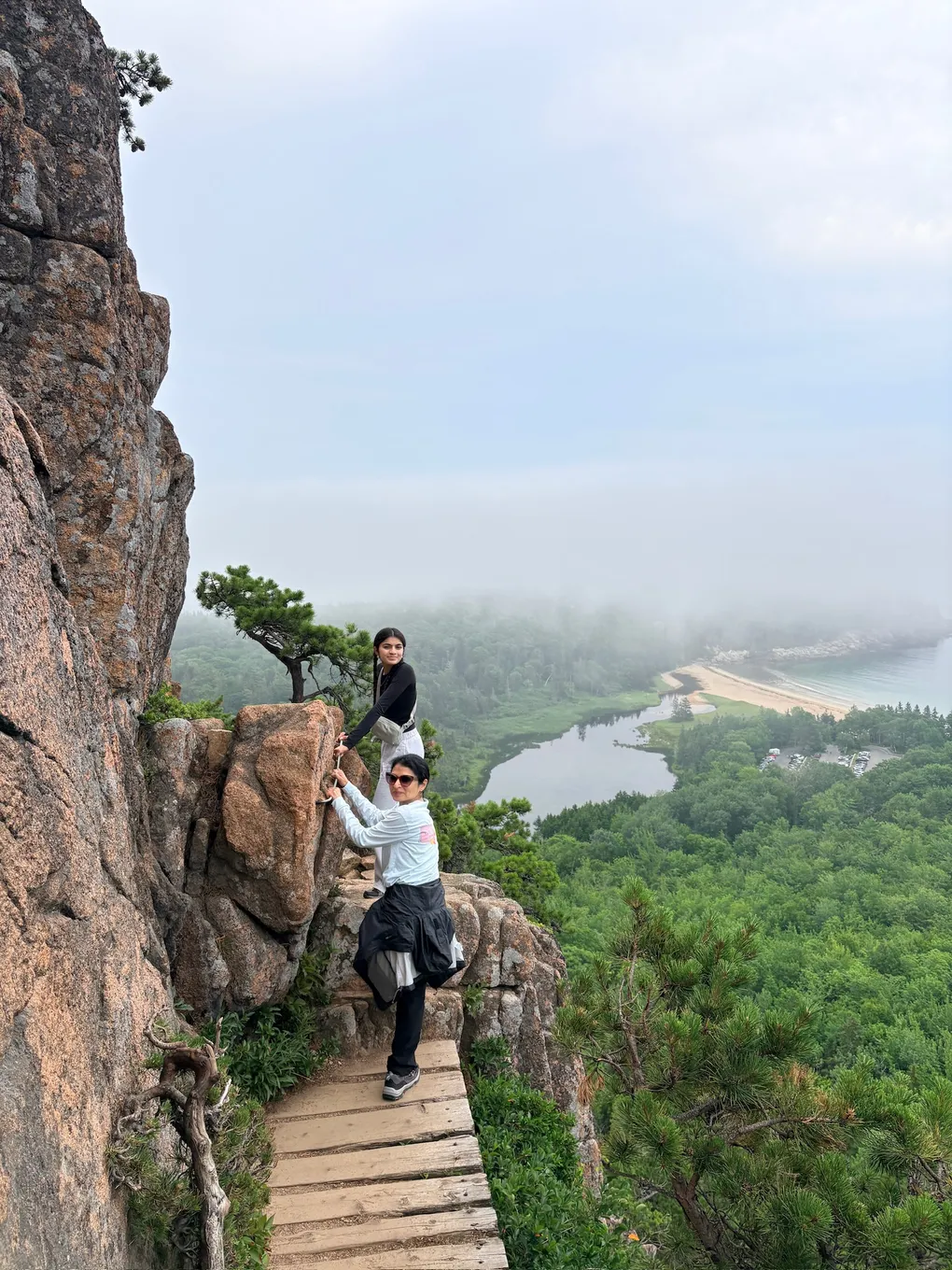 The scrambling section of the Beehive. Sketchier in the photos than it is on the rock.