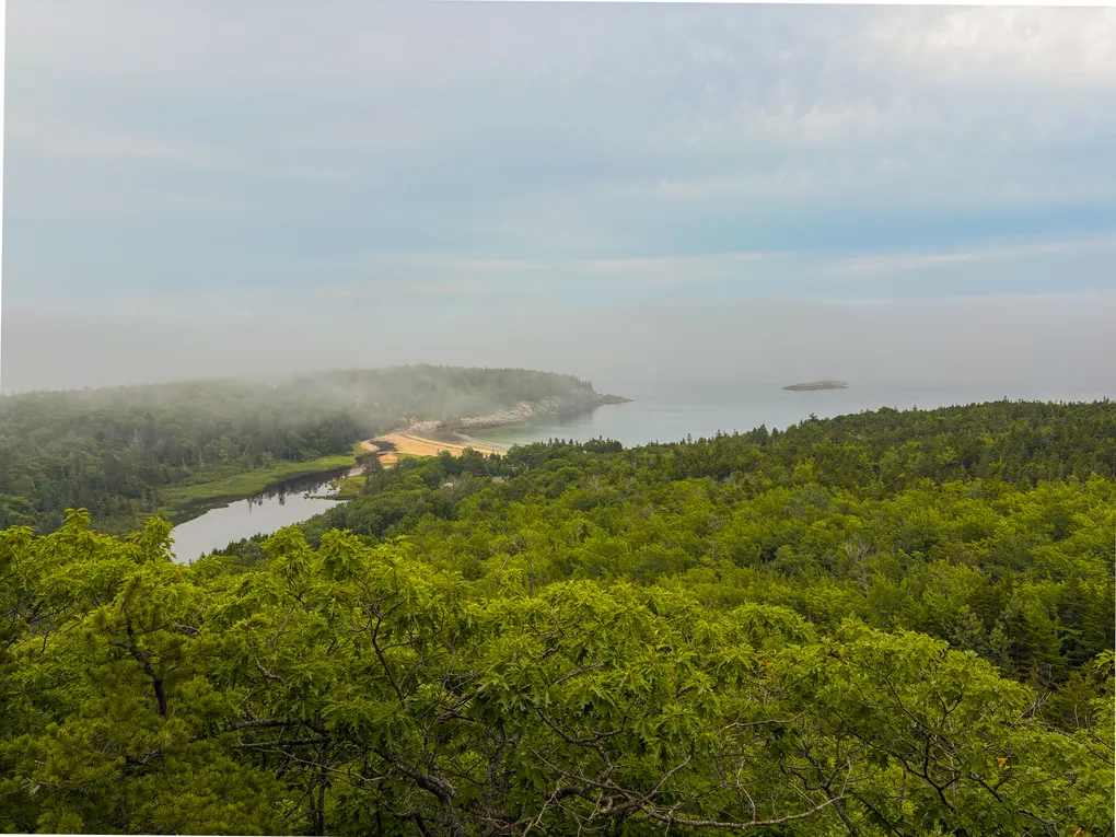 The view from the top of the Beehive, looking down at Sand Beach.